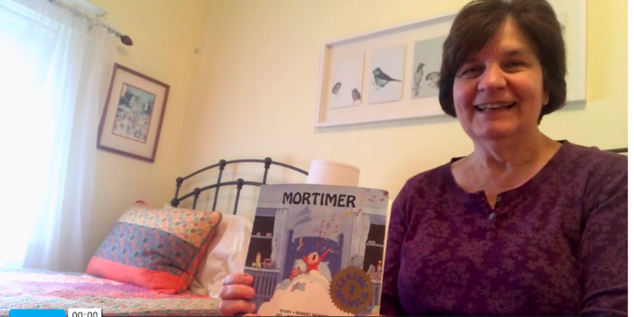 Deb gets ready to read Mortimer